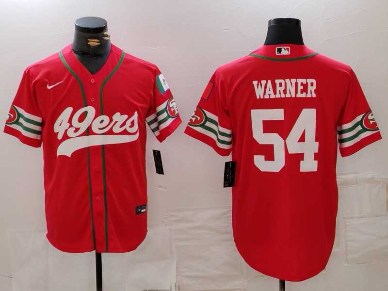 Men%27s San Francisco 49ers #54 Fred Warner Red Mexico Cool Base Stitched Baseball Jersey